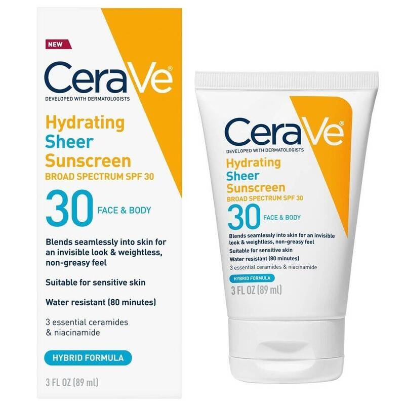CeraVe Hydrating Sheer Sunscreen SPF 30 Face & Body, 3 oz 3 oz product package