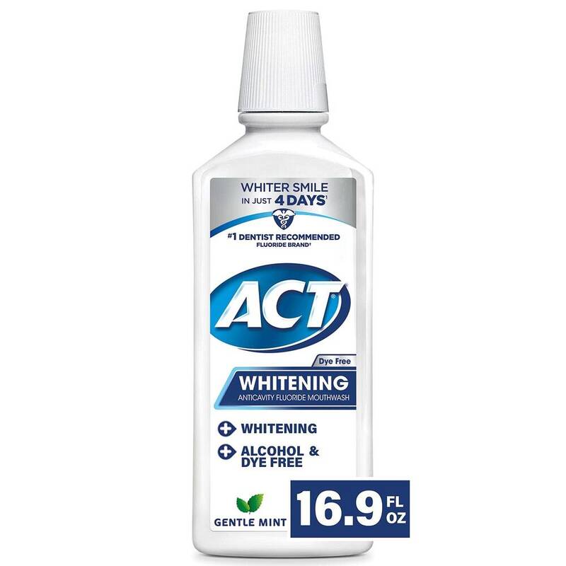 ACT Whitening Anticavity Fluoride Mouthwash – Gentle Mint 16.9 fl oz product package