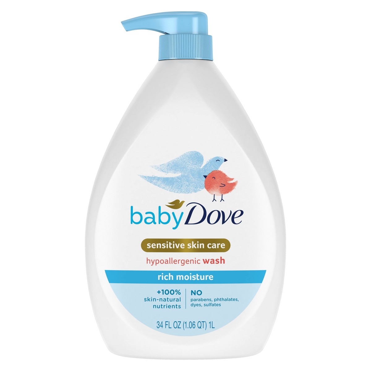 Baby Dove Rich Moisture Hypoallergenic Wash 34 fl oz (1 L) product package