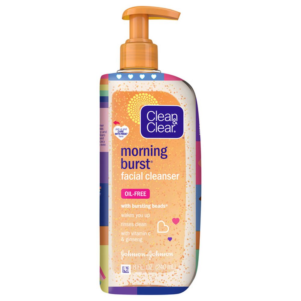 Clean & Clear Morning Burst Facial Cleanser — Care with Pride Limited Edition, Oil-Free 8 fl oz product package