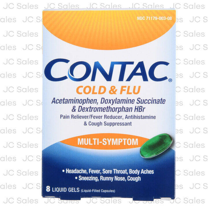 Contac Cold & Flu Multi-Symptom Liquid Gels 8ct product package