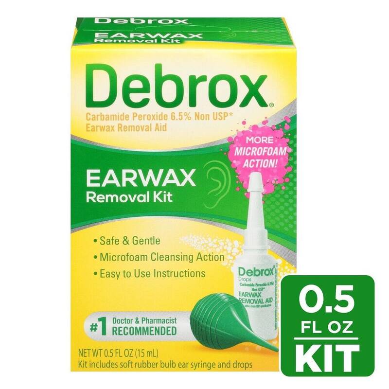Debrox Earwax Removal Kit — Drops & Bulb Syringe .5oz product package
