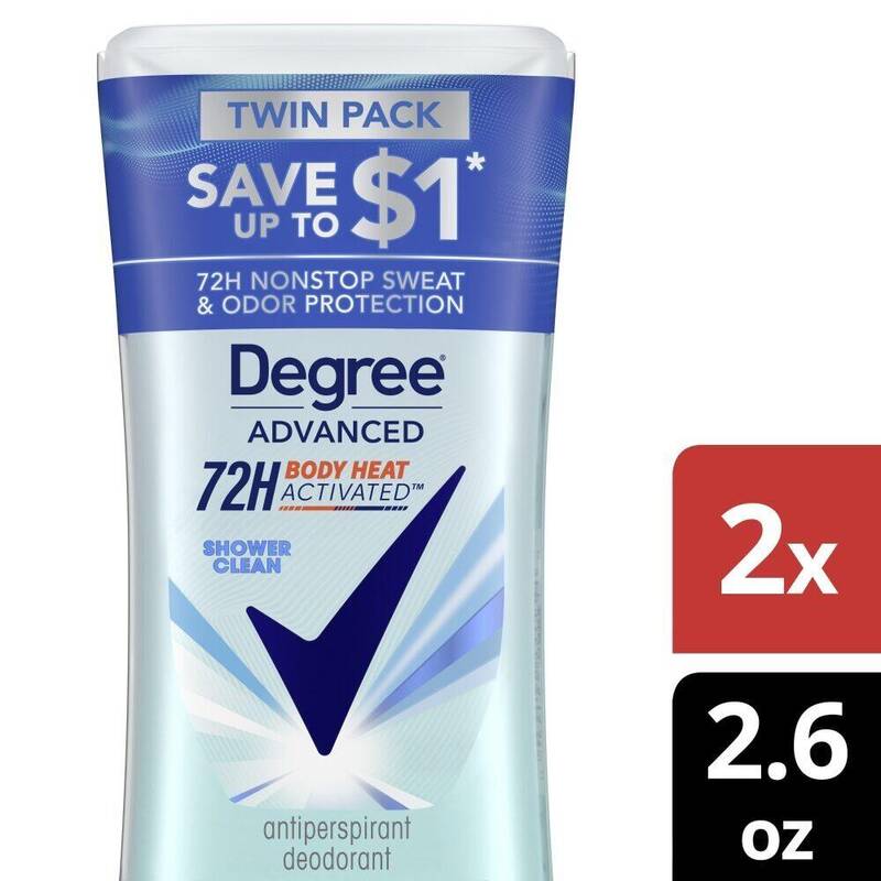Degree Women Antiperspirant Advanced Shower Clean 2 × 2.6 oz product package