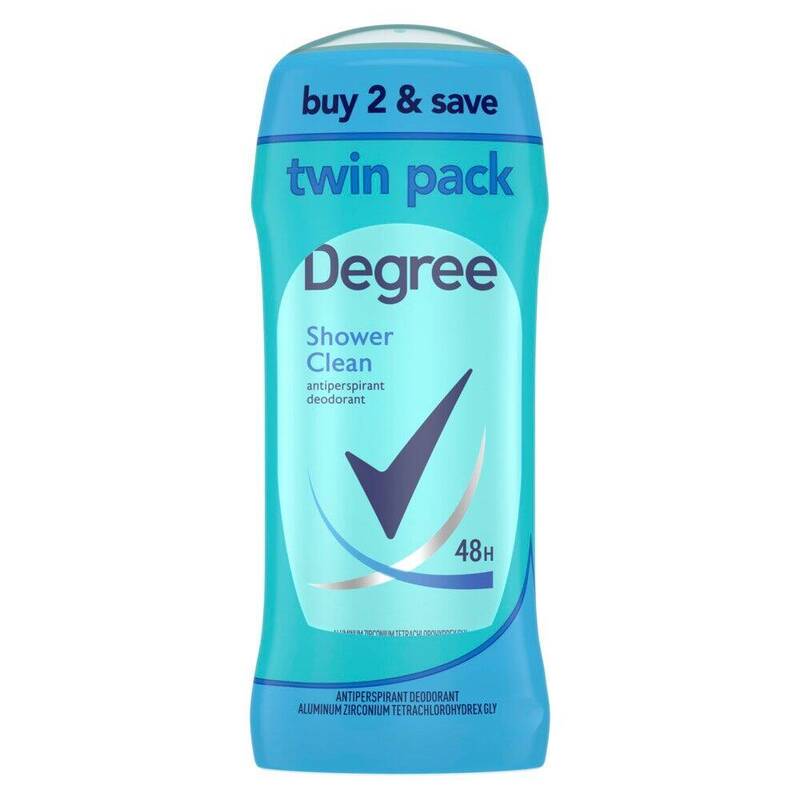 Degree Women Antiperspirant Original Shower Clean 2 × 2.6 oz product package