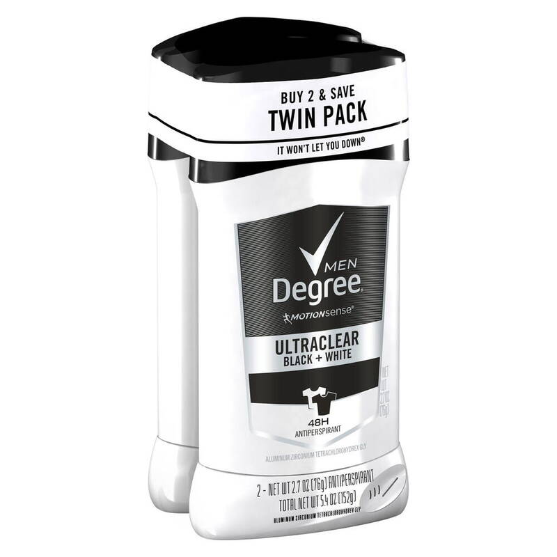 Degree Men Antiperspirant UltraClear Black + White 2 × 2.7 oz product package