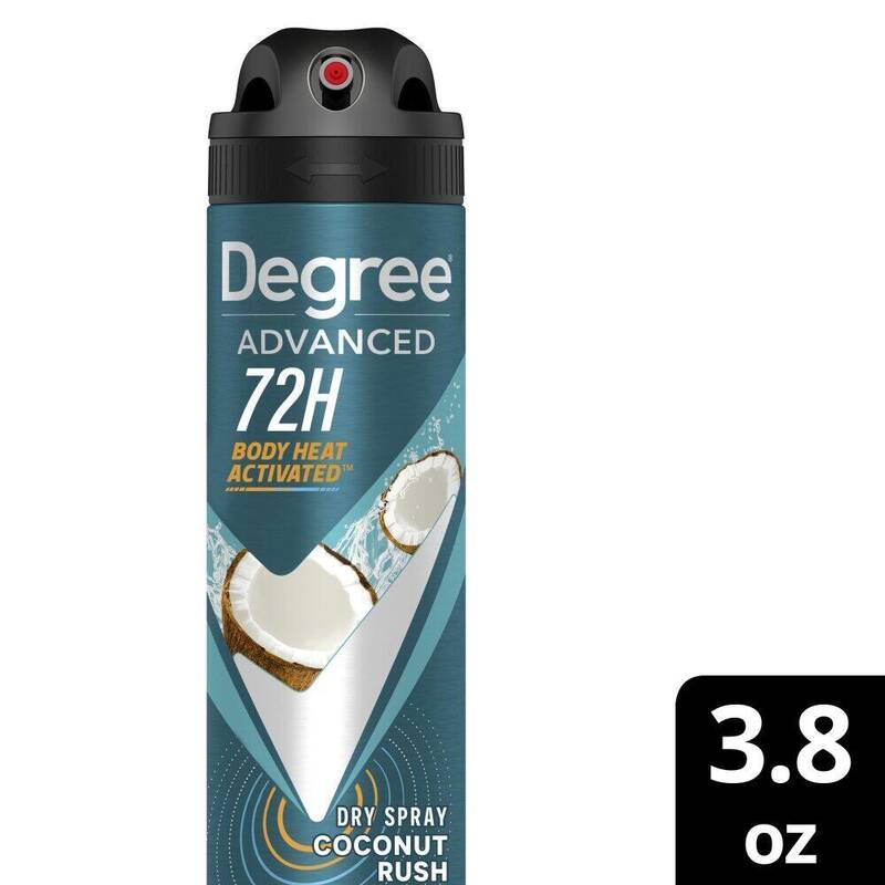 Degree Men Dry Spray Antiperspirant Advanced Coconut Rush 3.8 oz product package