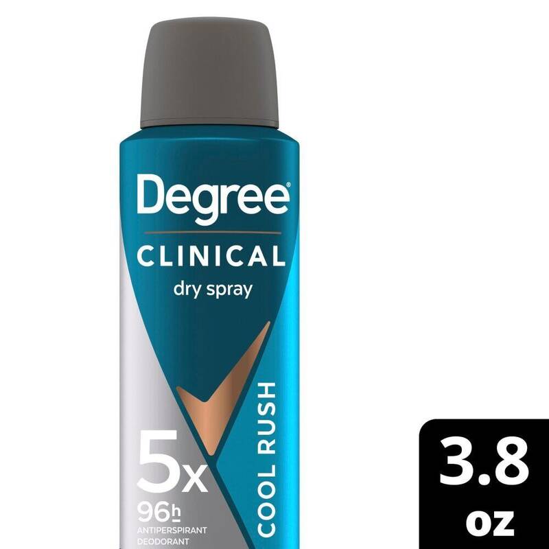 Degree Men Dry Spray Antiperspirant Clinical Protection Cool Rush 3.8 oz product package