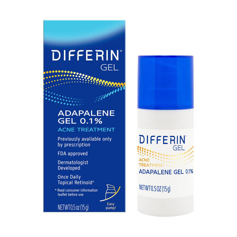 Differin 0.1% Adapalene Gel Treatment, 15 g Pump 0.5 oz product package