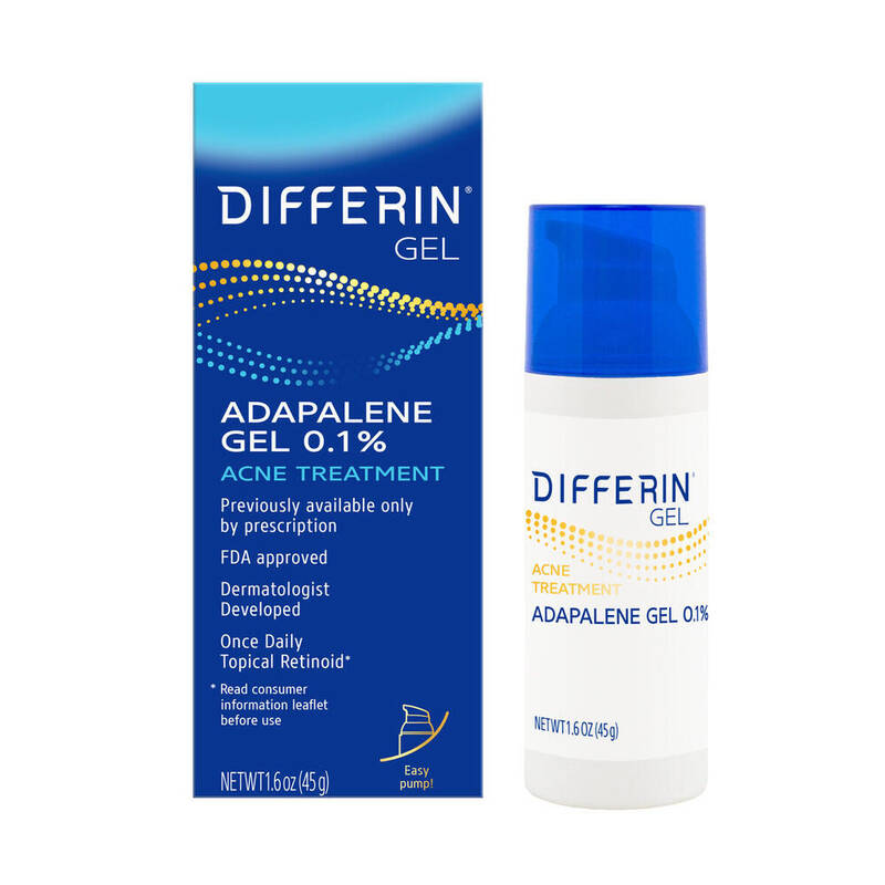 Differin 0.1% Adapalene Gel Treatment, 45 g Pump 1.6 oz product package
