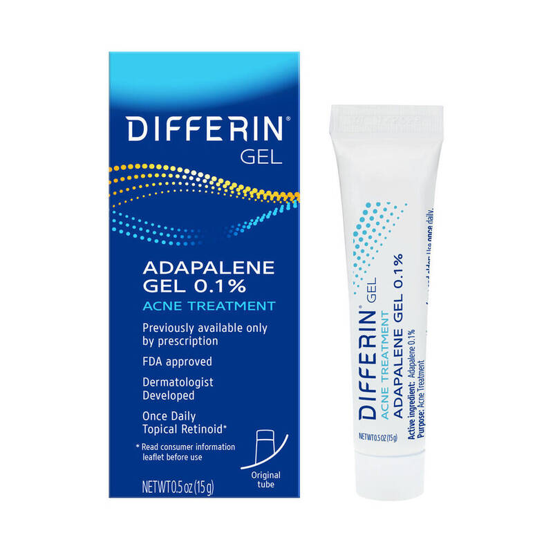 Differin 0.1% Adapalene Gel Treatment, 15 g Tube 0.5 oz product package