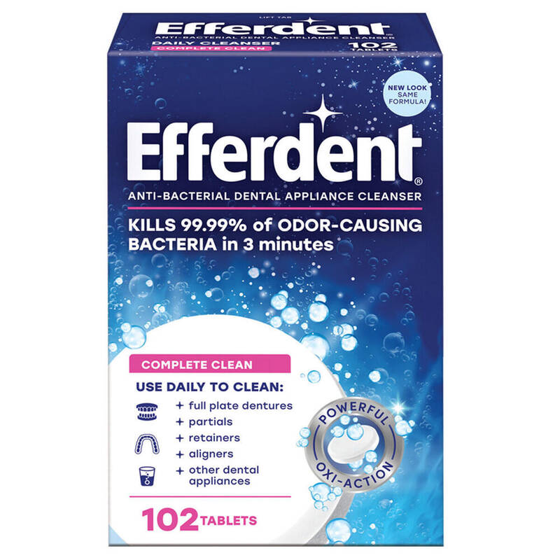 Efferdent Complete Clean Anti-Bacterial Dental Appliance Cleanser 102ct product package