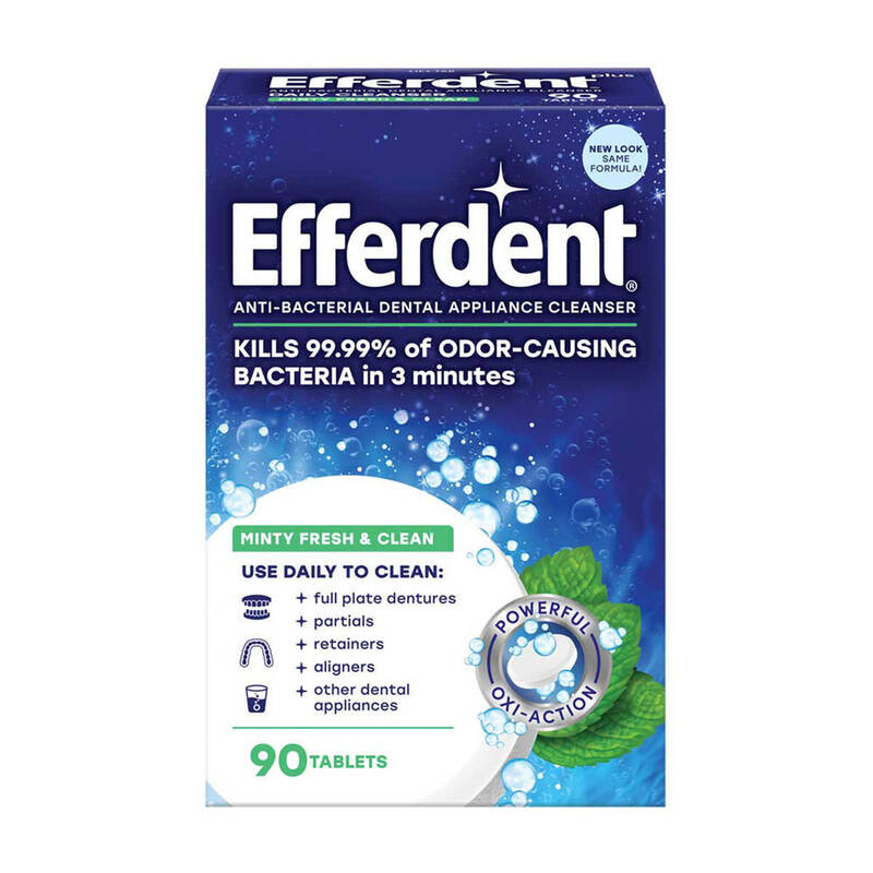 Efferdent Plus Mint Anti-Bacterial Dental Appliance Cleanser 90ct product package