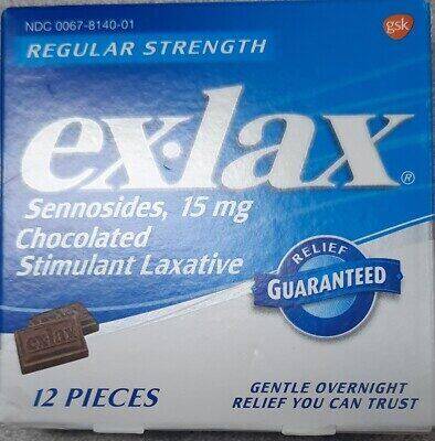 Ex-Lax Regular Strength Chocolated Stimulant Laxative, 15 mg 12 pieces product package