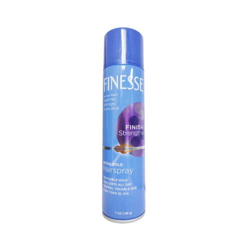 Finesse Finish + Strengthen Extra Hold Aerosol Hairspray 7oz product package