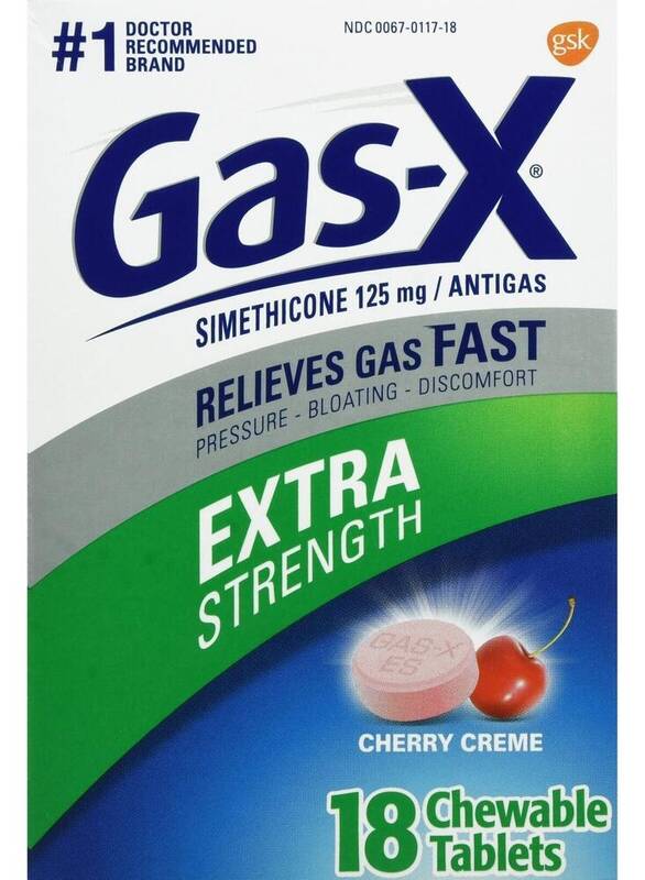 Gas-X Extra Strength Chewable Antigas, Cherry Creme, 125 mg 18 tablets product package