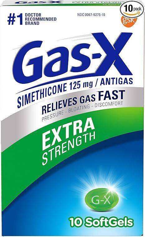 Gas-X Extra Strength Antigas Softgels, 125 mg 10 softgels product package