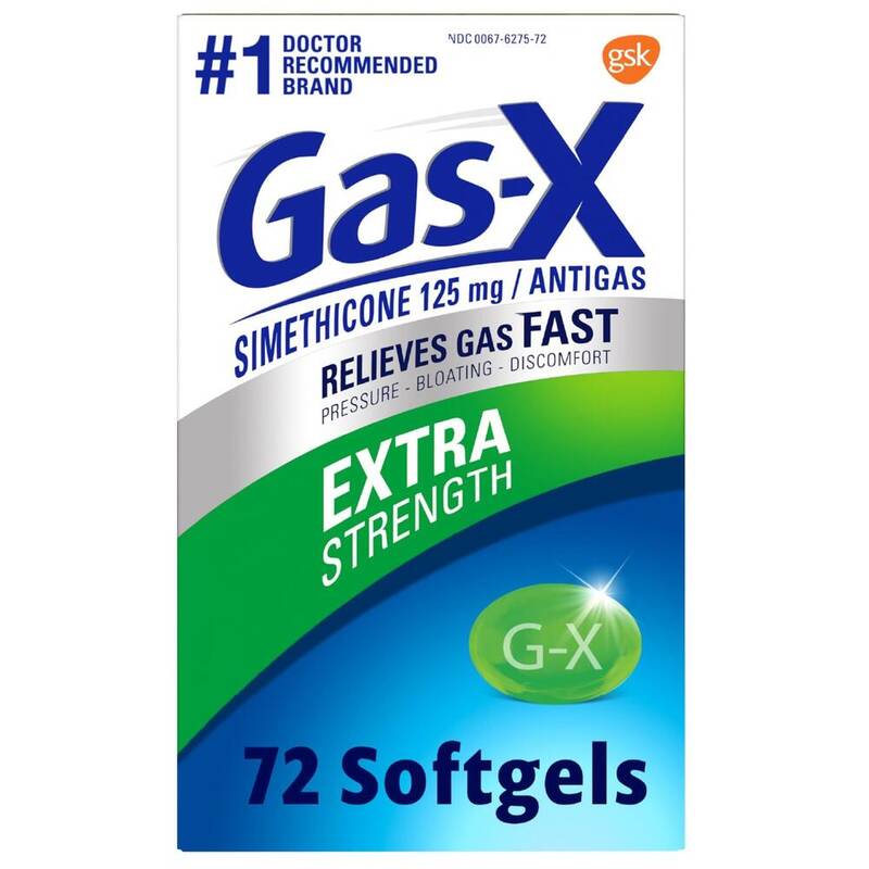 Gas-X Extra Strength Antigas Softgels, 125 mg 72 softgels product package