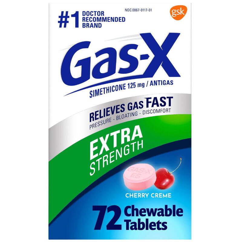 Gas-X Extra Strength Chewable Antigas, Cherry Creme, 125 mg 72 tablets product package