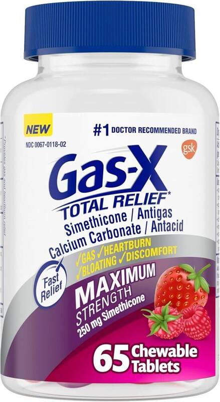 Gas-X Total Relief Maximum Strength Chewables, Mixed Berries 65 tablets product package
