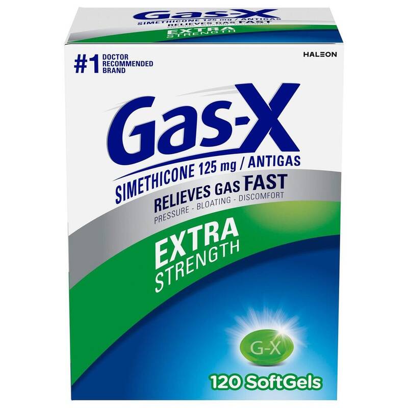 Gas-X Extra Strength Antigas Softgels, 125 mg 120 softgels product package