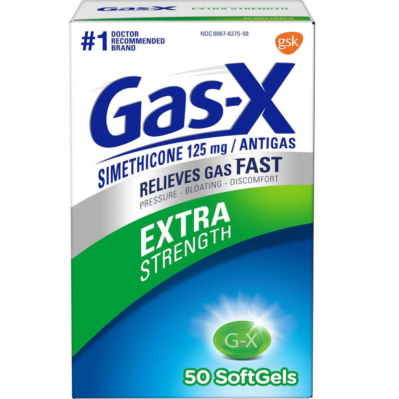 Gas-X Extra Strength Antigas Softgels, 125 mg 50 softgels product package