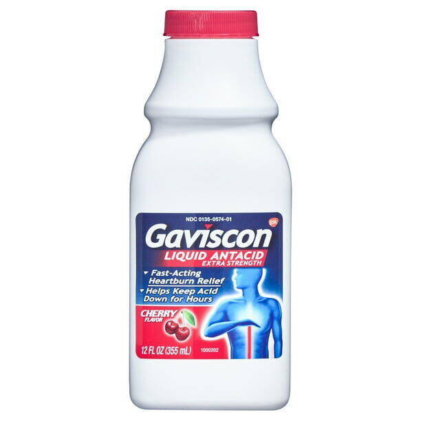 Gaviscon Extra Strength Liquid Antacid, Cherry Flavor 12 fl oz (355 mL) product package