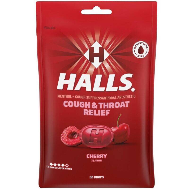 Halls Cough & Throat Relief Cough Drops — Cherry 30ct product package