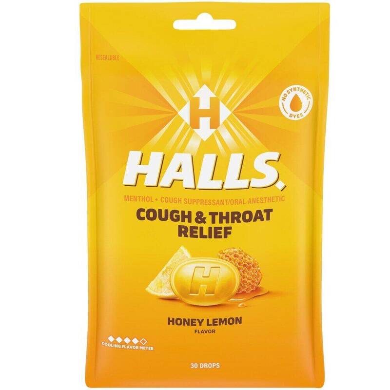 Halls Cough & Throat Relief Cough Drops — Honey Lemon 30ct product package