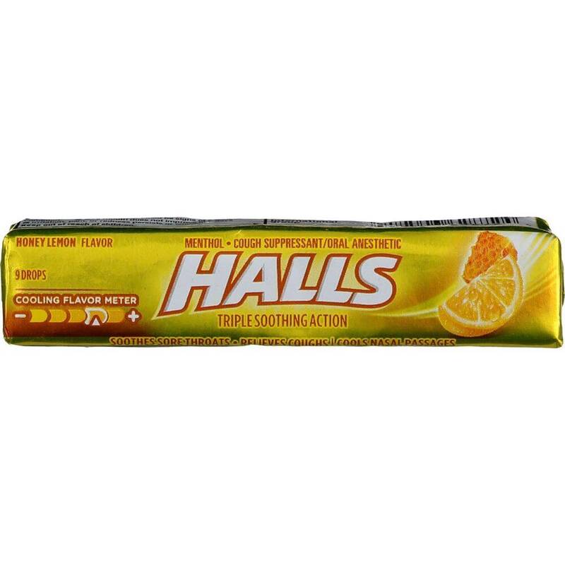 Halls Triple Soothing Action Cough Drops Stick — Honey Lemon 9ct product package