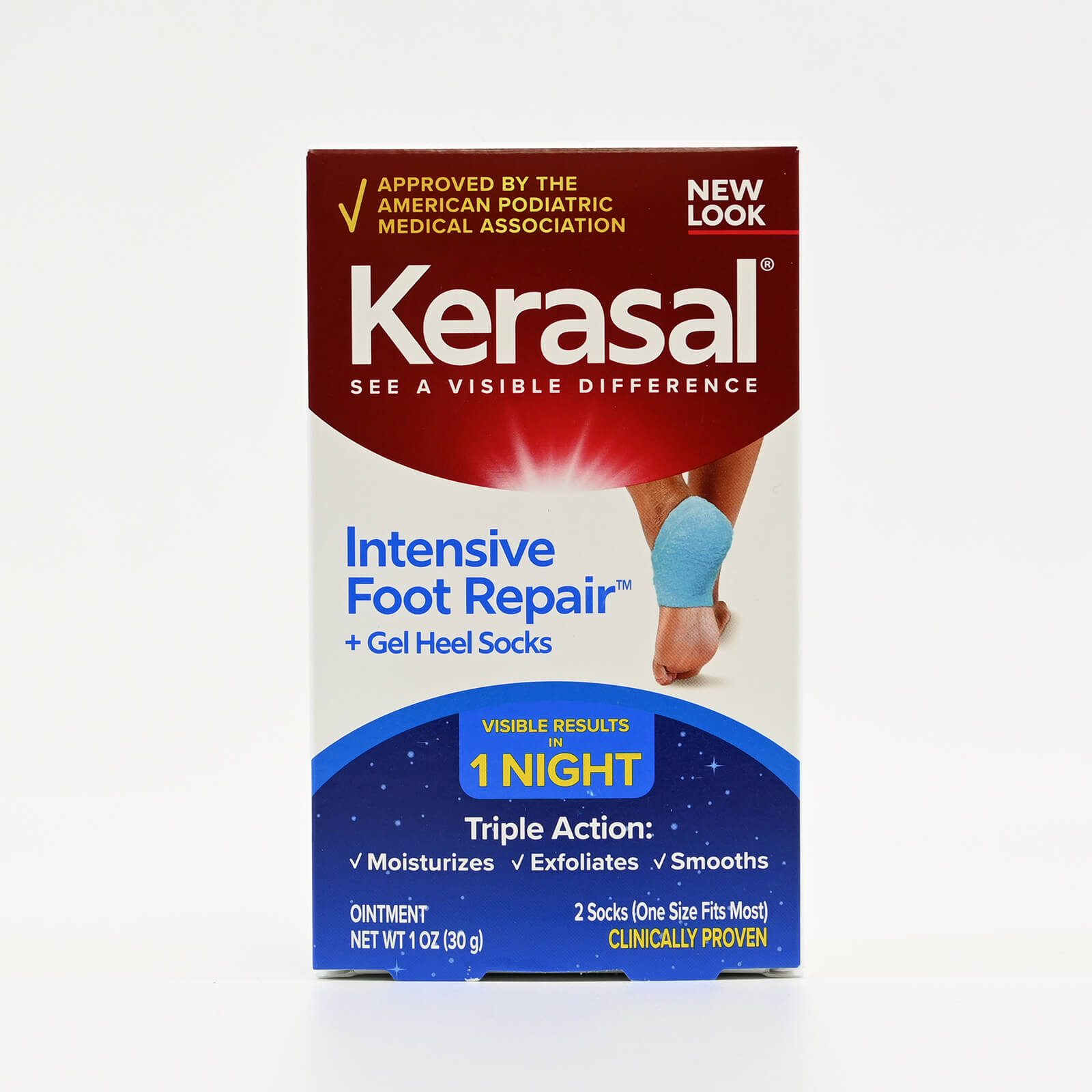 Kerasal Intensive Foot Repair + Gel Heel Socks 1 oz (30 g) ointment + 1 pair gel heel socks product package