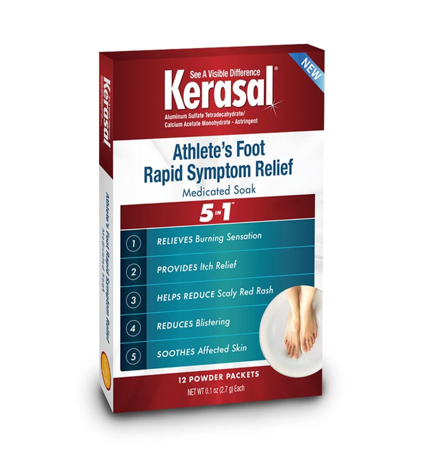 Kerasal Athlete's Foot Rapid Symptom Relief Medicated Soak 12 powder packets, 0.1 oz (2.7 g) each product package