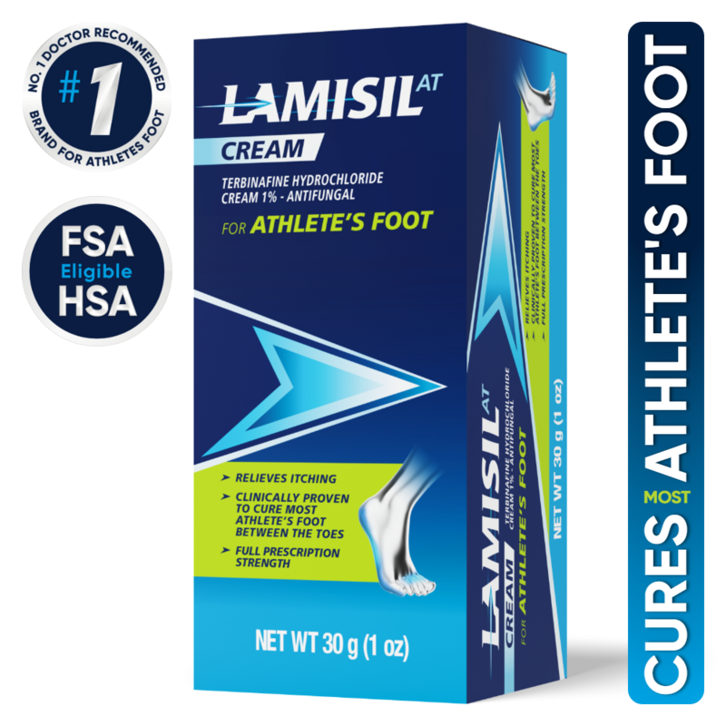 Lamisil AT Prescription Strength Athlete’s Foot Antifungal Cream, Terbinafine Hydrochloride 1% 1 oz product package