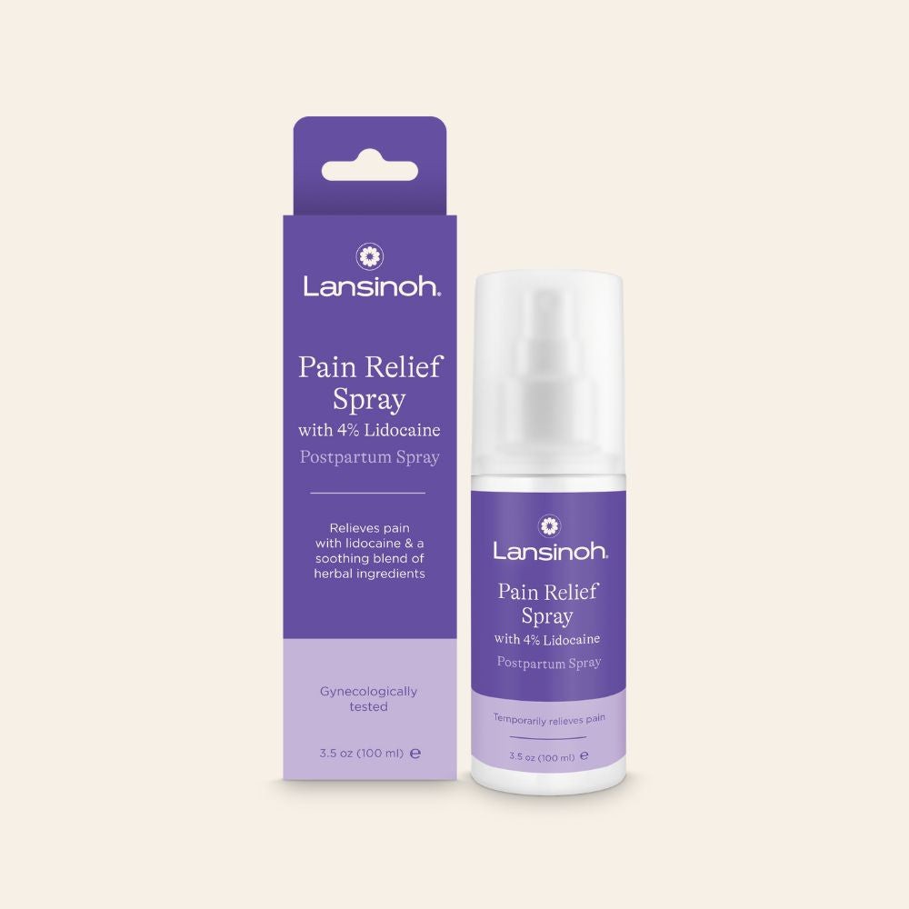 Lansinoh Pain Relief Spray w/4% Lidocaine product package