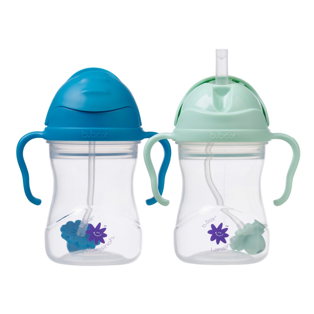 Lansinoh b.box Straw Cup Twin Pack Colbalt + Mermaid product package