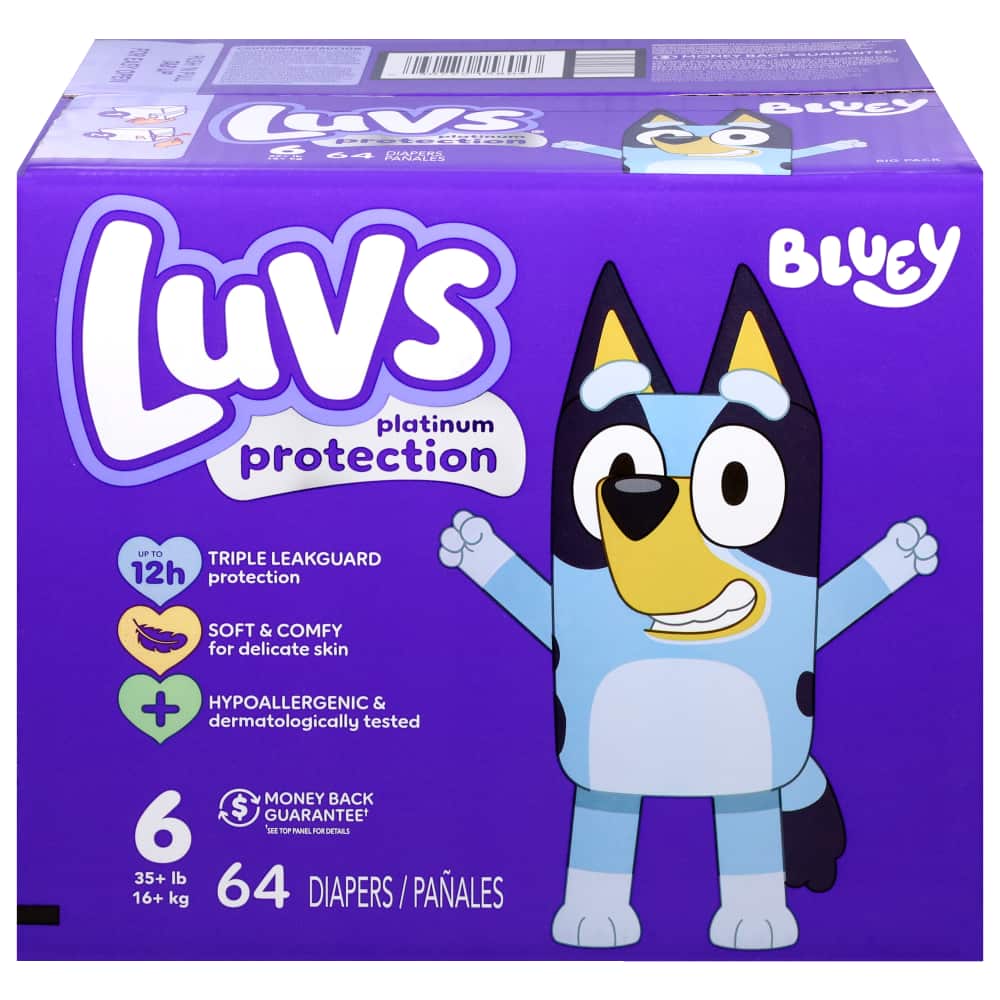 Luvs Platinum S6 Big 1/64 64 ct product package
