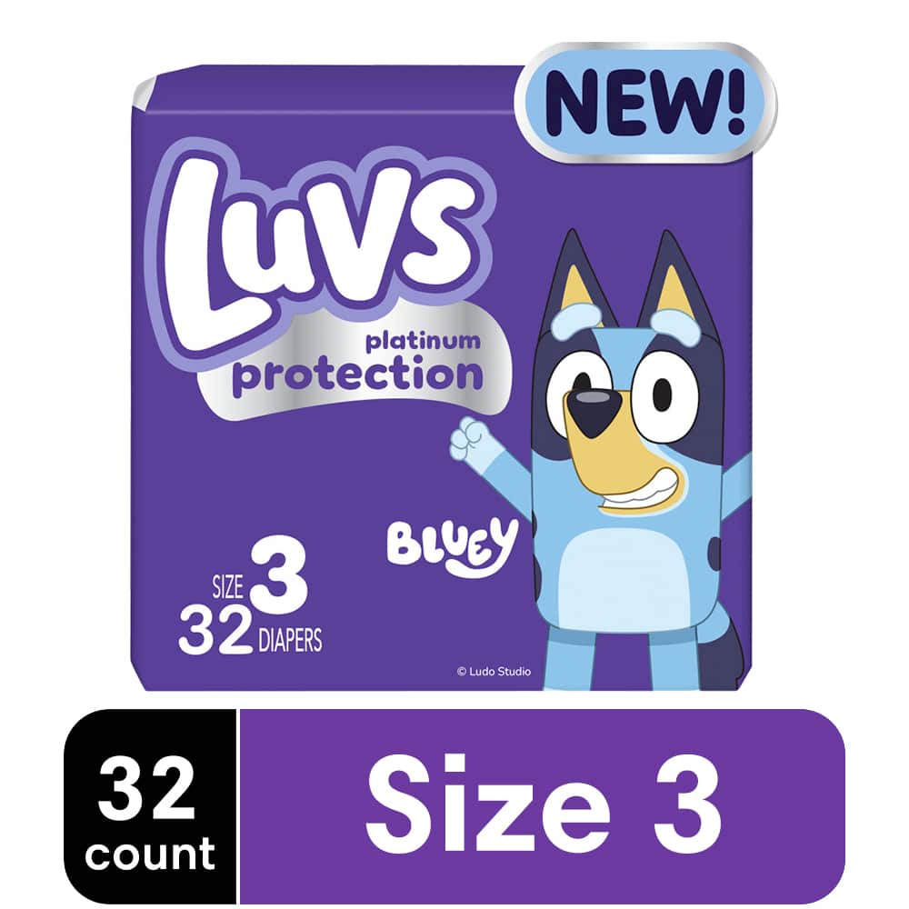 Luvs Platinum S3 Jumbo 4/32 32 ct product package