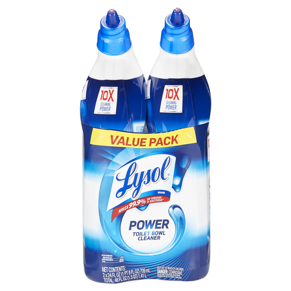 Lysol Power Toilet Bowl Cleaner — Atlantic Fresh Twin Pack 2 × 24 fl oz product package