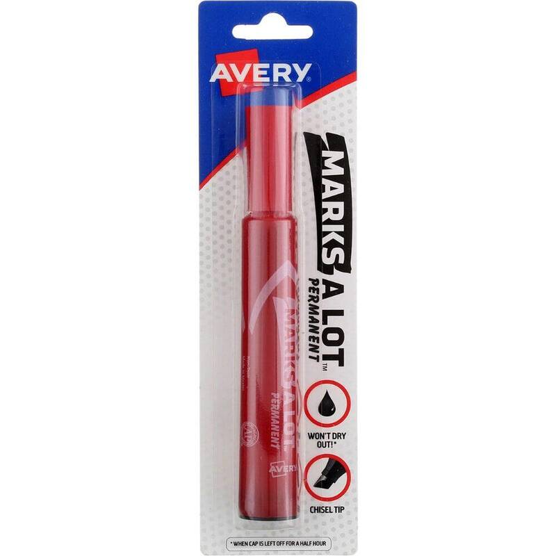 Avery Marks A Lot Permanent Marker — Regular Chisel Tip, Red 1pk product package