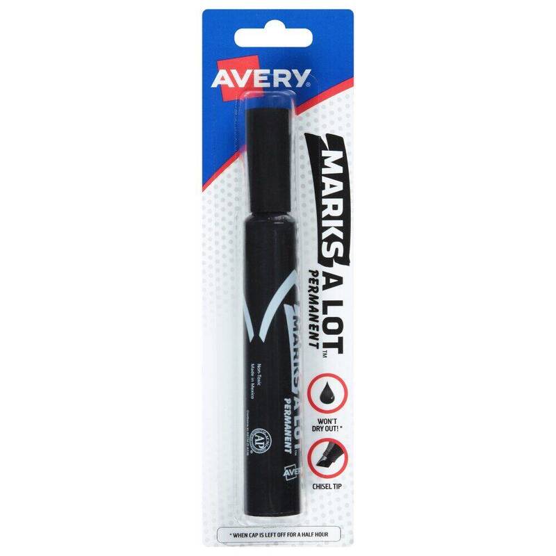 Avery Marks A Lot Permanent Marker — Regular Chisel Tip, Black 1pk product package