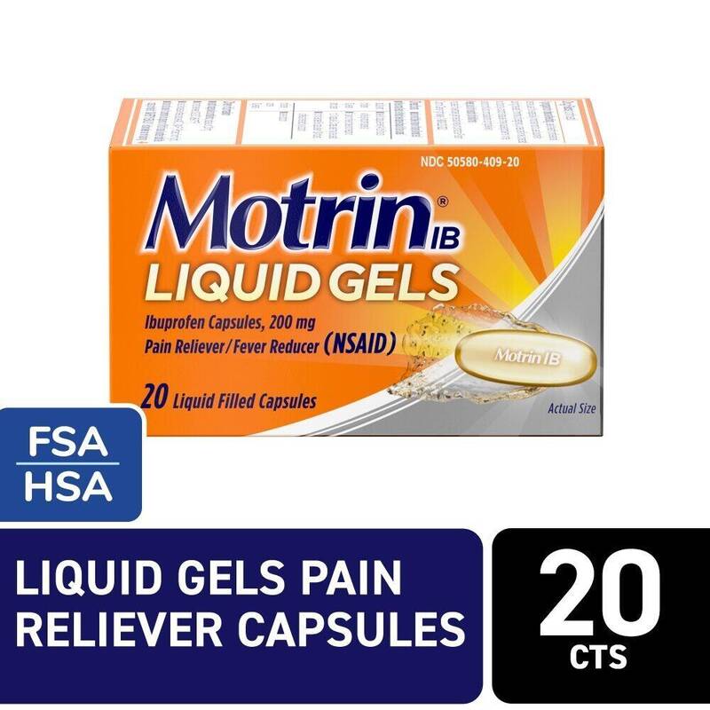 Motrin IB Liquid Gels, 200 mg 20ct product package