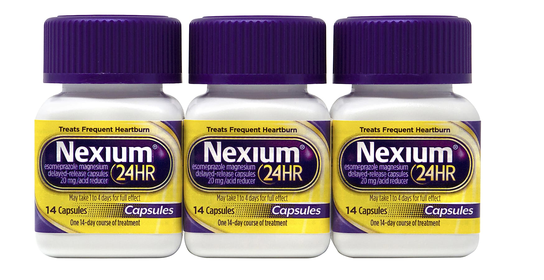 Nexium 24HR Delayed-Release Capsules, Club 3-Pack, 20 mg 3 × 14 capsules product package