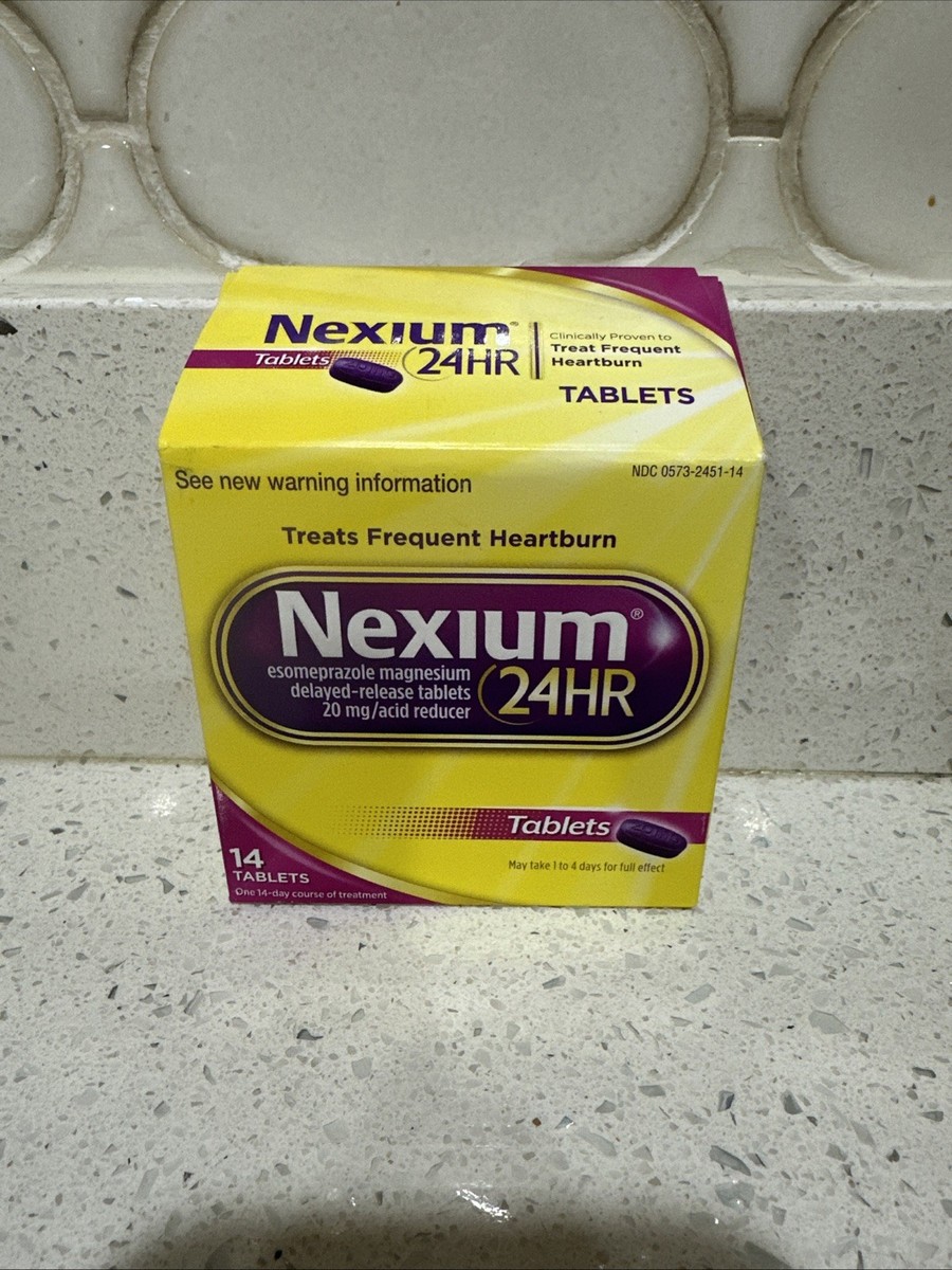 Nexium 24HR Delayed-Release Tablets, 20 mg 14 tablets product package
