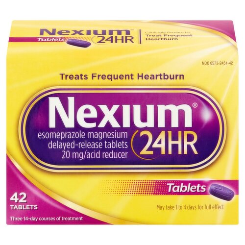 Nexium 24HR Delayed-Release Tablets, 20 mg 42 tablets product package