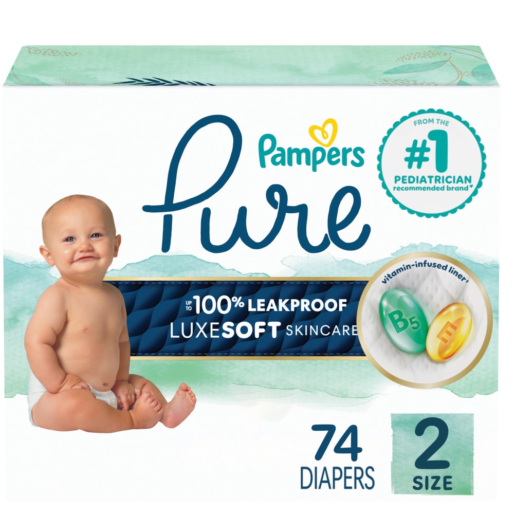 Pampers Pure S2 Super 1/74 74 ct product package