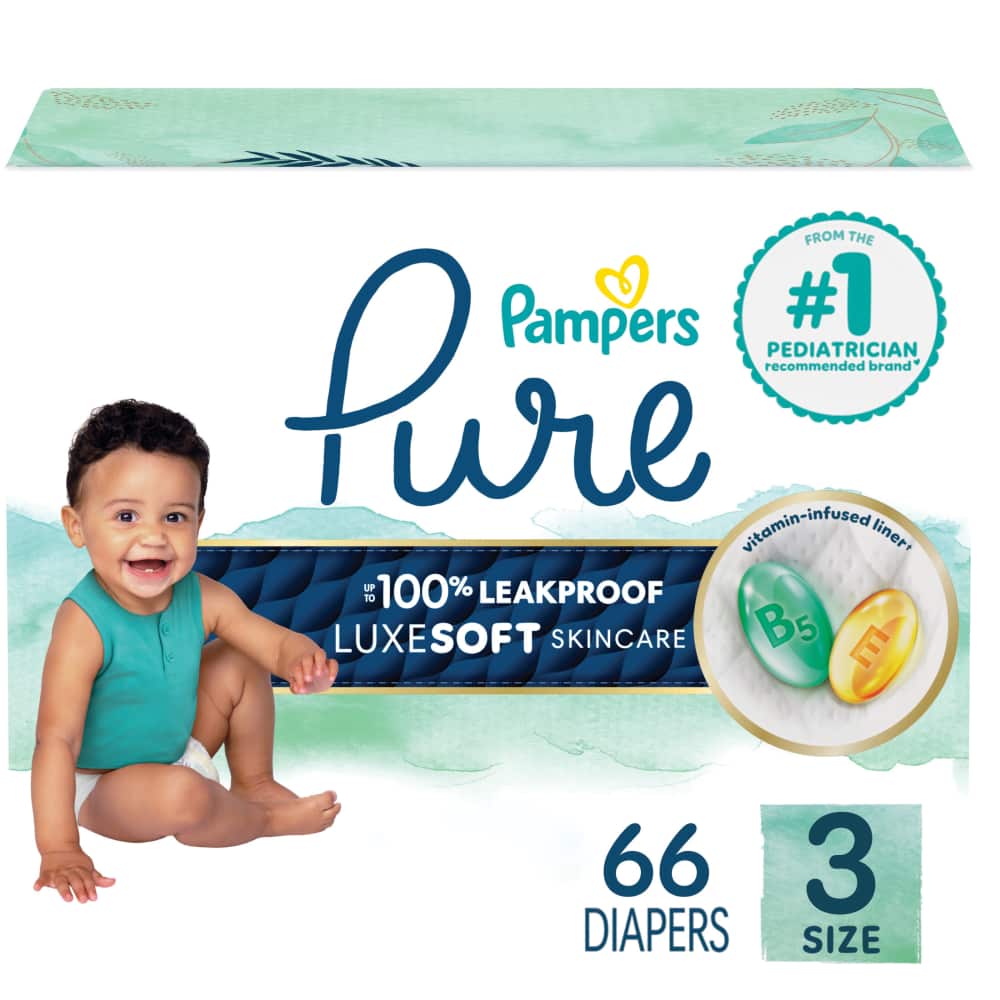 Pampers Pure S3 Super 1/66 66 ct product package