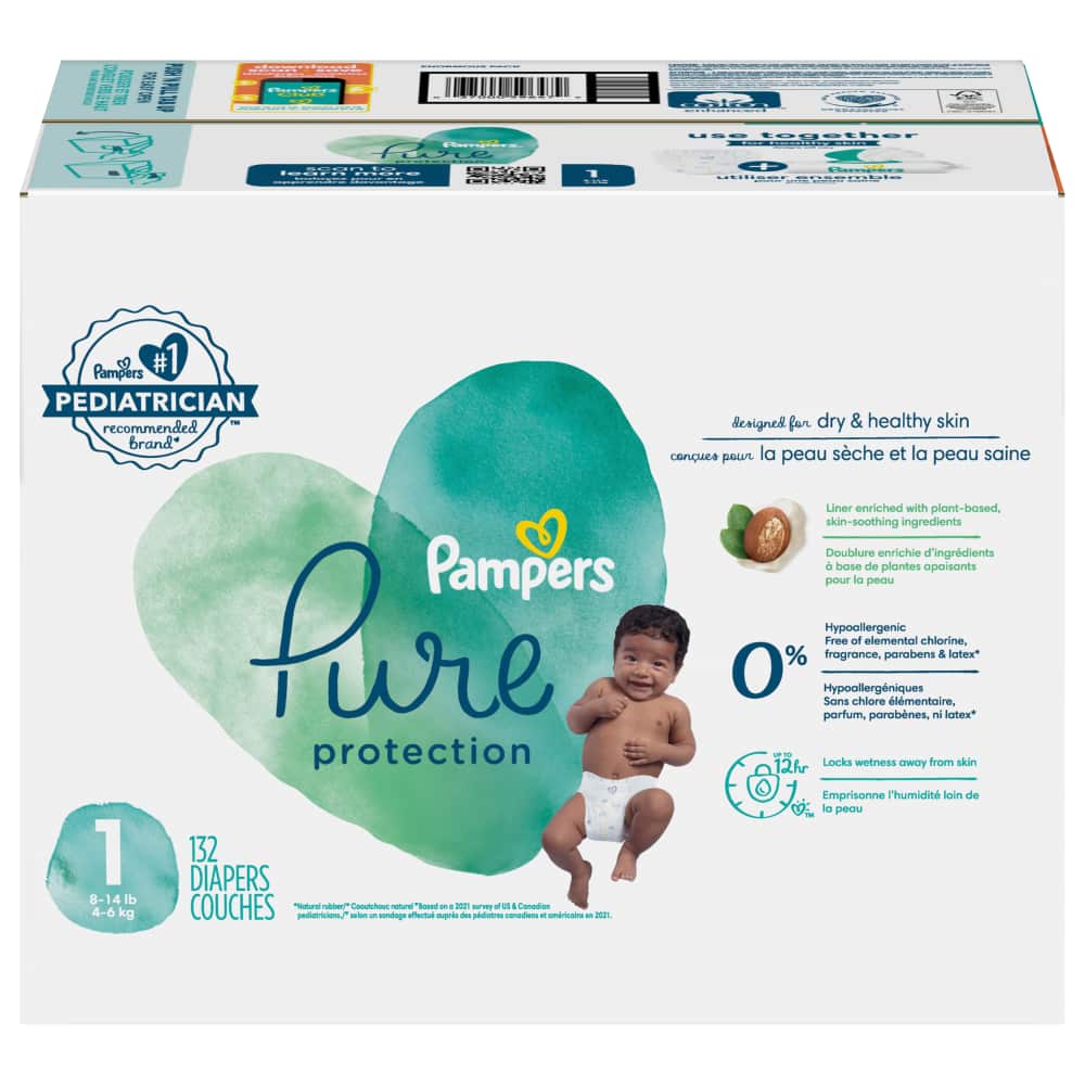 Pampers Pure S1 Enormous 1/132 132 ct product package
