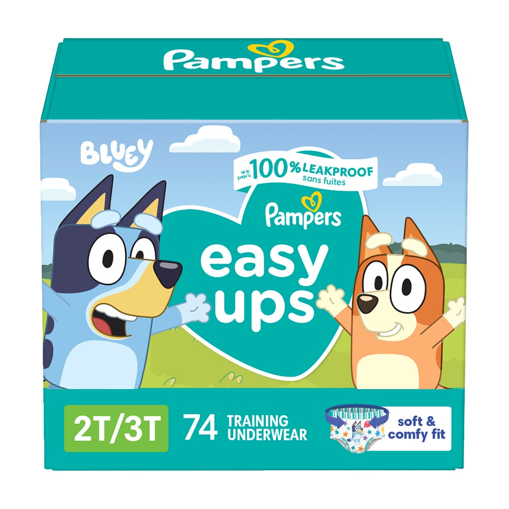 Pampers EASYUP 2T3T SUPER BLUEY 1/74 74 ct product package