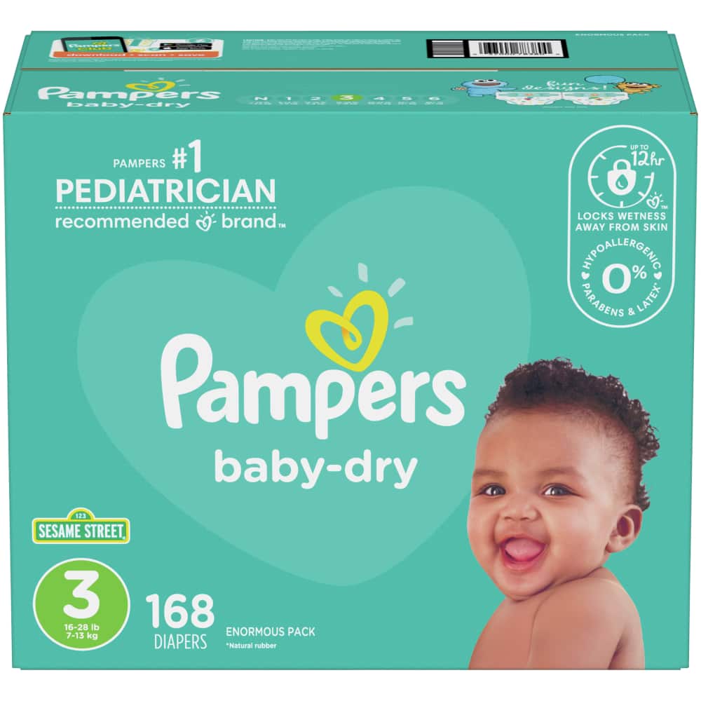 Pampers BDRY S3 Enormous 1/168 168 ct product package