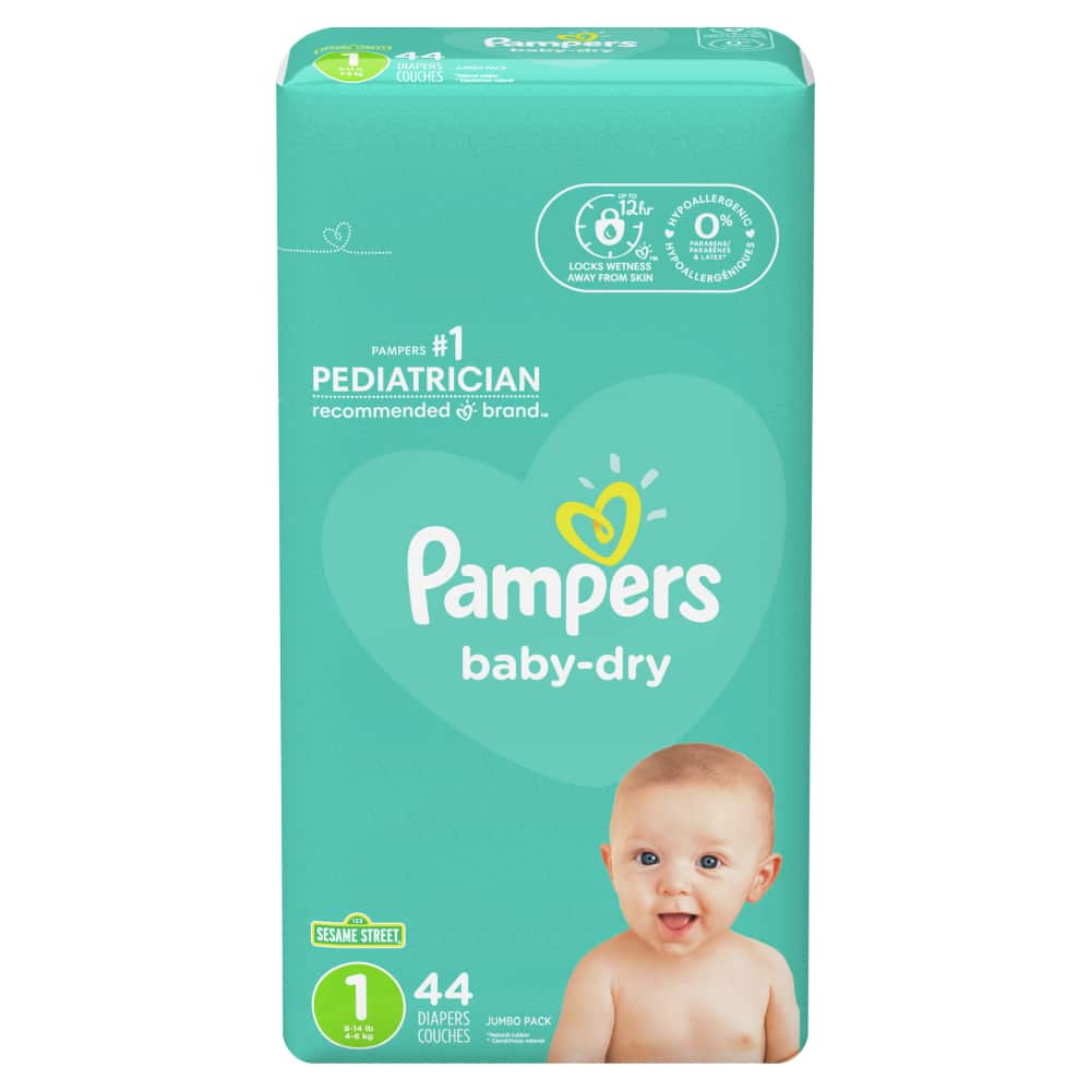 Pampers BDRY S1 JUMBO 2/44 44 ct product package