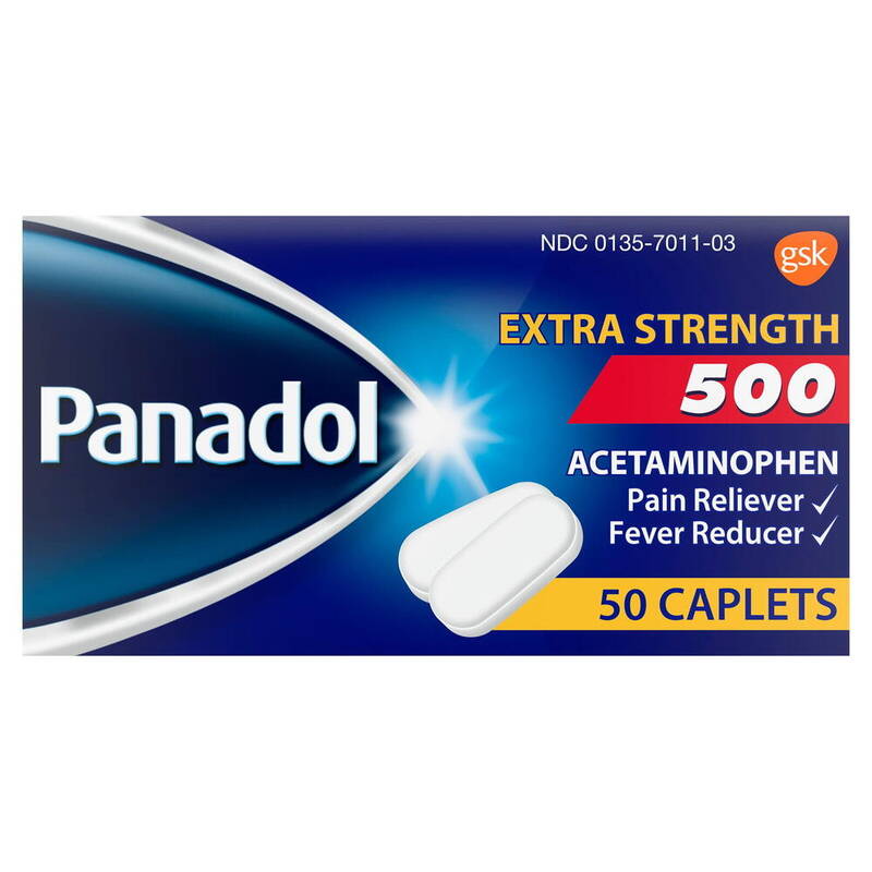 Panadol Extra Strength Pain Reliever & Fever Reducer — Acetaminophen 500 mg 50 caplets product package